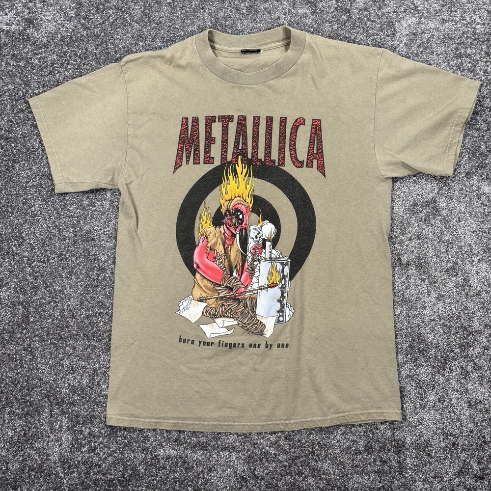 Vintage 90s Metallica Pushead T-Shirt Men's Large Burn Your Fingers Wild Things
